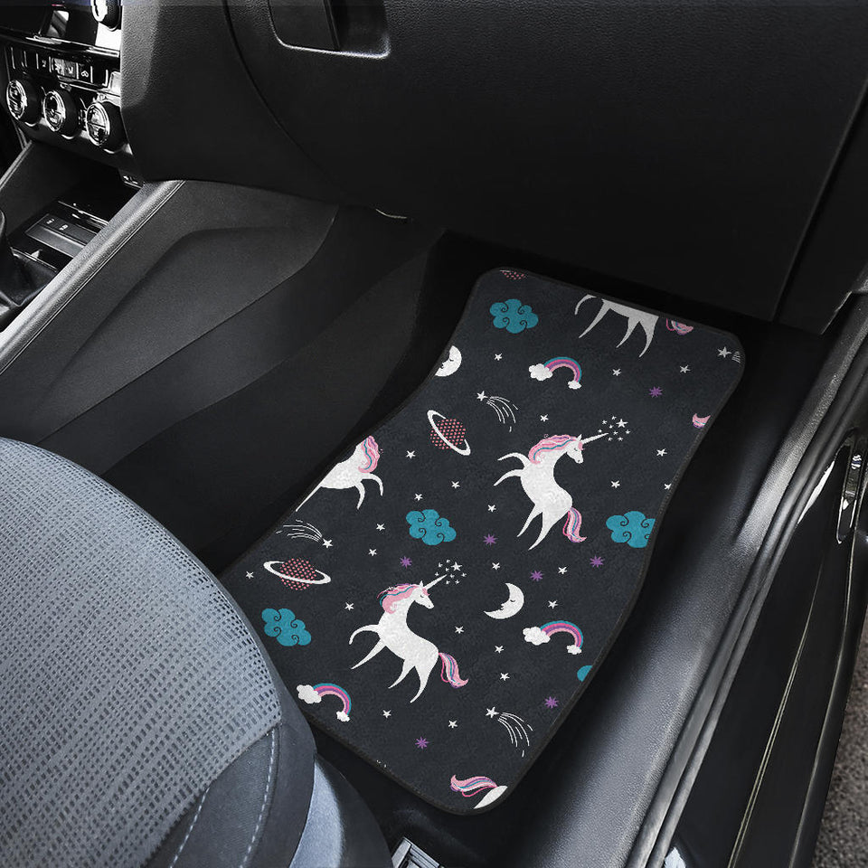 Unicorn Rainbows Moon Clound Star Pattern Front And Back Car Mats