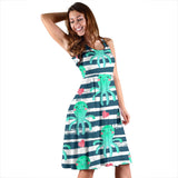 Cute Octopuses Heart Striped Background Sleeveless Midi Dress