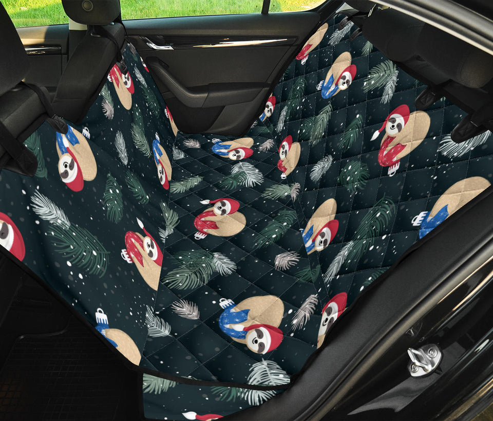 Cute Sloths Sleeping Christmas Ball Santa Hat Pattern Dog Car Seat Covers