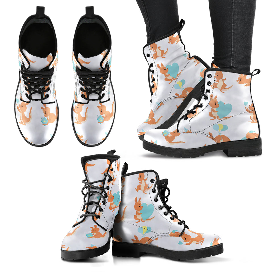 Cute Kangaroo Pattern Leather Boots