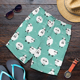 Cute Sheep Green Background Men Shorts
