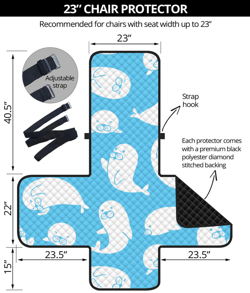 Cute white sea lion seals pattern Chair Cover Protector