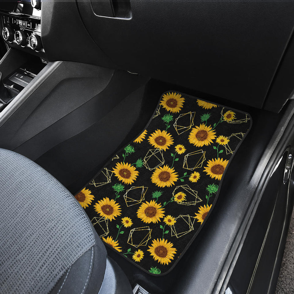 Sunflower Golden Polygonal Shapes Front Car Mats