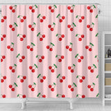 Cherry Pattern Pink Background Shower Curtain Fulfilled In US