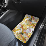 Cool Bee Honeycomb Leaves Pattern Front And Back Car Mats