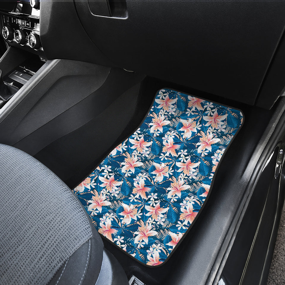 Hibiscus Pattern Print Design 02 Front Car Mats