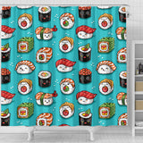 Cute Sushi Pattern Shower Curtain Fulfilled In US