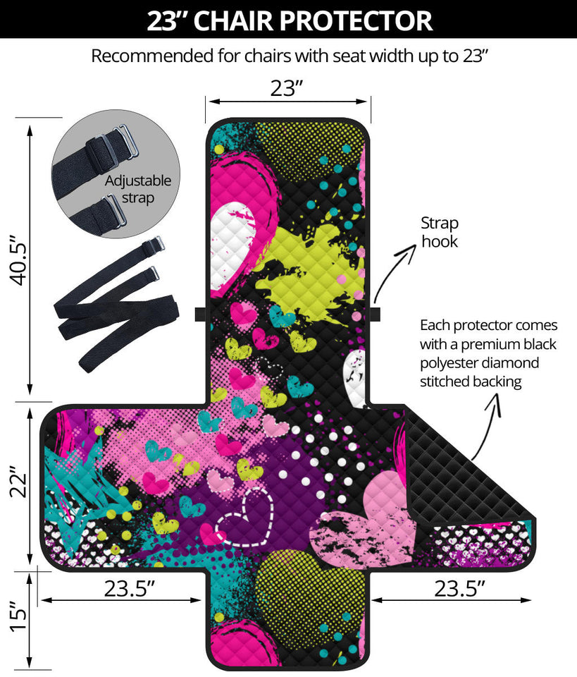 heart dot wave star creative design pattern Chair Cover Protector