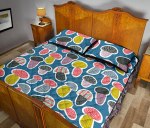 Colorful mushroom design pattern Quilt Bed Set