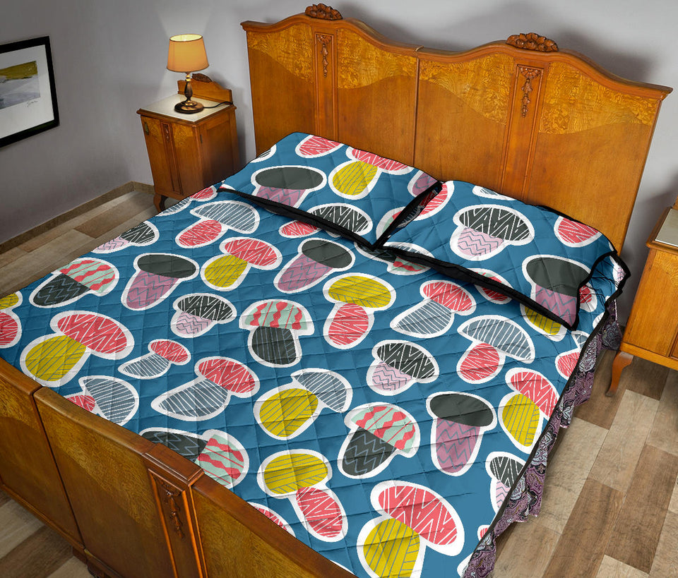 Colorful mushroom design pattern Quilt Bed Set