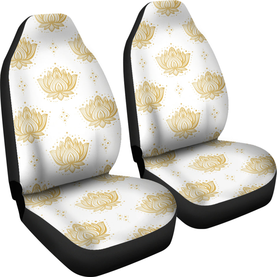 Gold Ornamental Lotue Waterlily Symbol Pattern Universal Fit Car Seat Covers