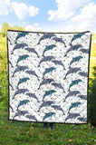 Dolphins Pattern Dotted Background Premium Quilt
