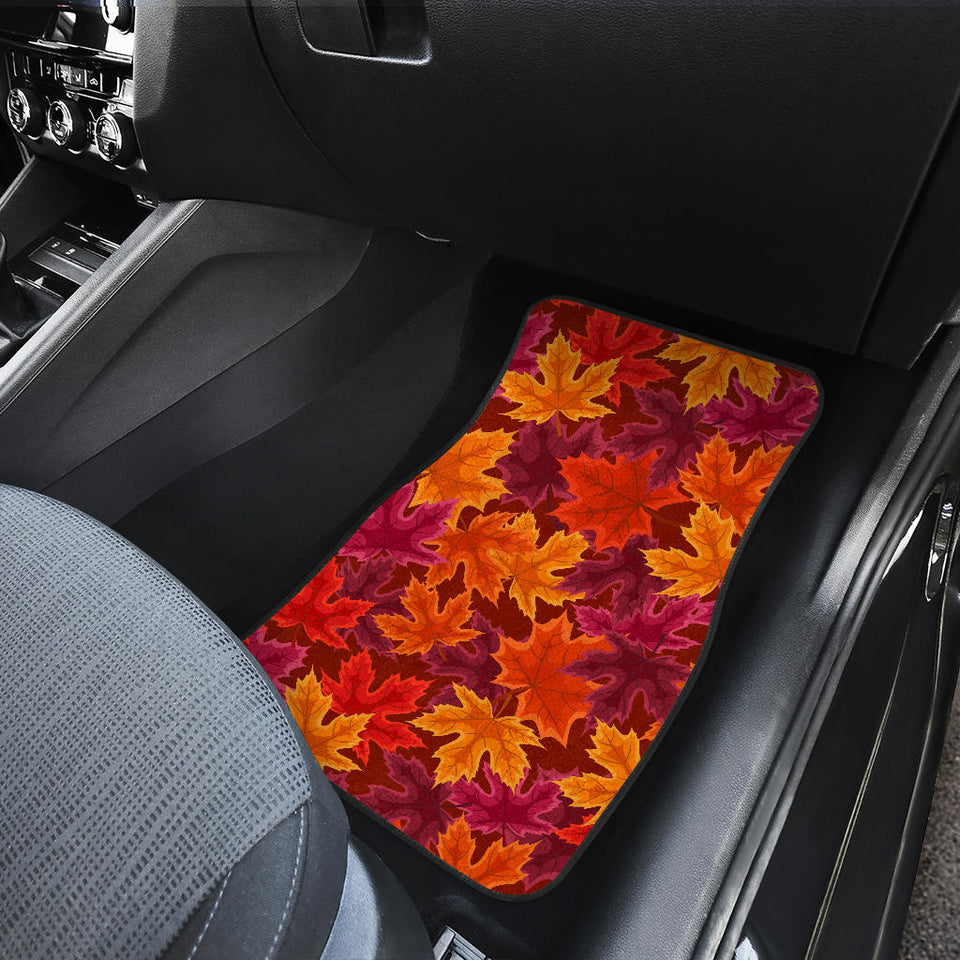 Autumn Maple Leaf Pattern Front And Back Car Mats