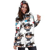 Cute Ninja Design Pattern Women'S Hoodie Dress