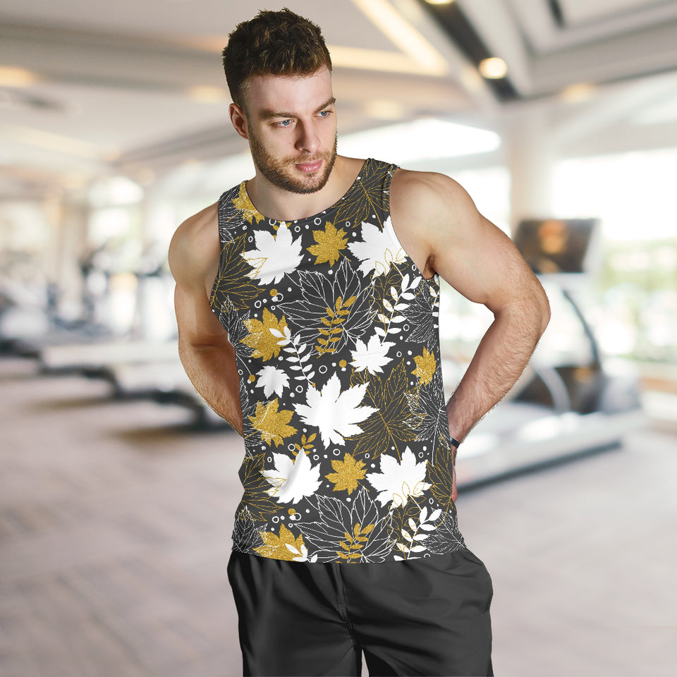 Beautiful gold autumn maple leaf pattern Men Tank Top