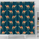Camel Pattern Blue Blackground Shower Curtain Fulfilled In US