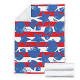 American Football Ball Star Stripes Pattern Premium Blanket