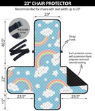 Cute rainbow clound star pattern blue background Chair Cover Protector