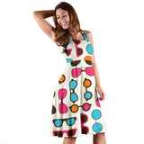 Sun Glasses Pattern Print Design 03 Sleeveless Midi Dress