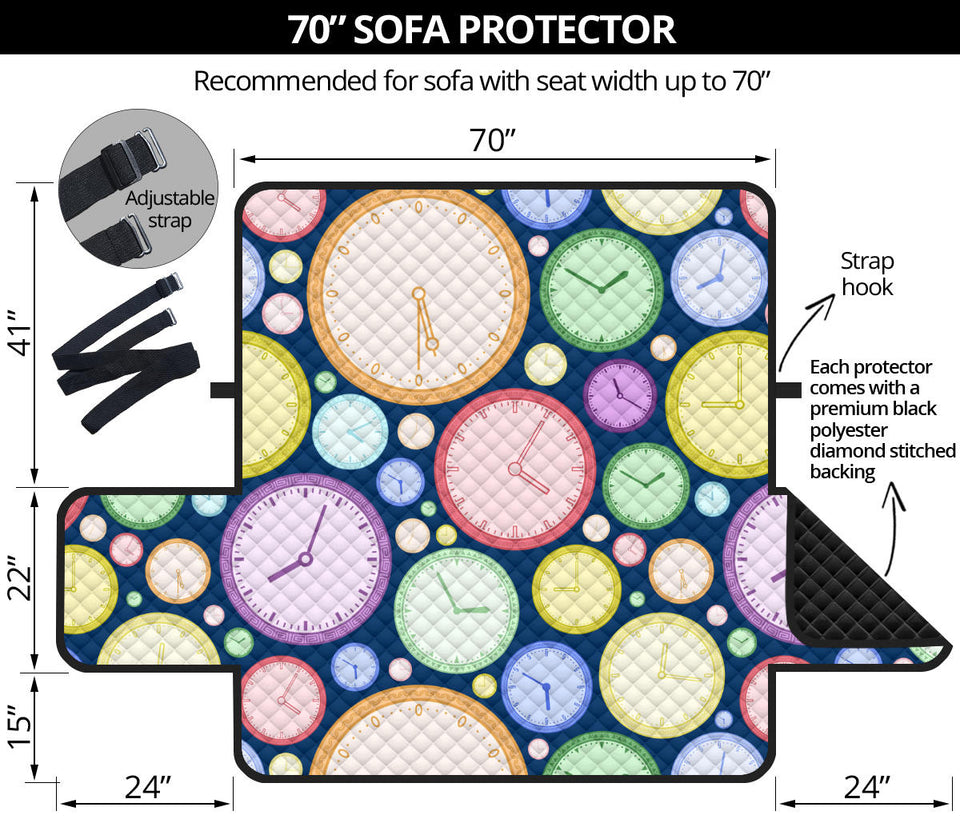 Colorful clock background Sofa Cover Protector