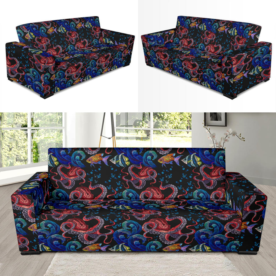 Octopus Sea Wave Tropical Fishe Pattern Sofa Slipcover
