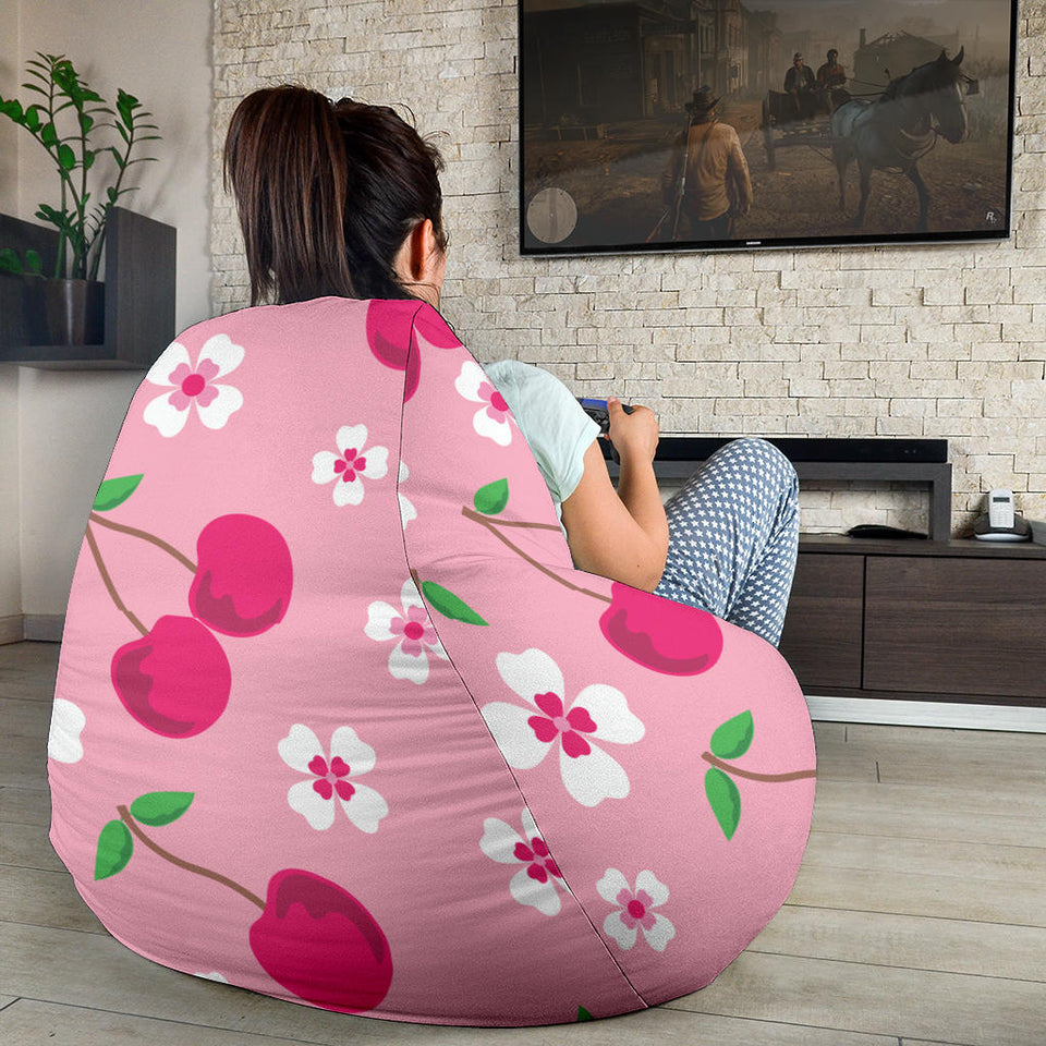 Cherry Flower Pattern Pink Background Bean Bag Cover