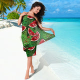 Watermelons Tropical Palm Leaves Pattern Background Sarong