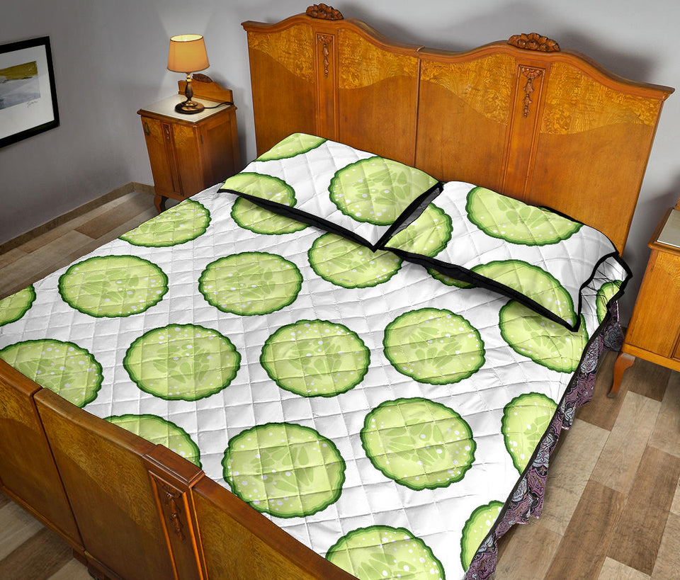 Cucumber slices pattern Quilt Bed Set