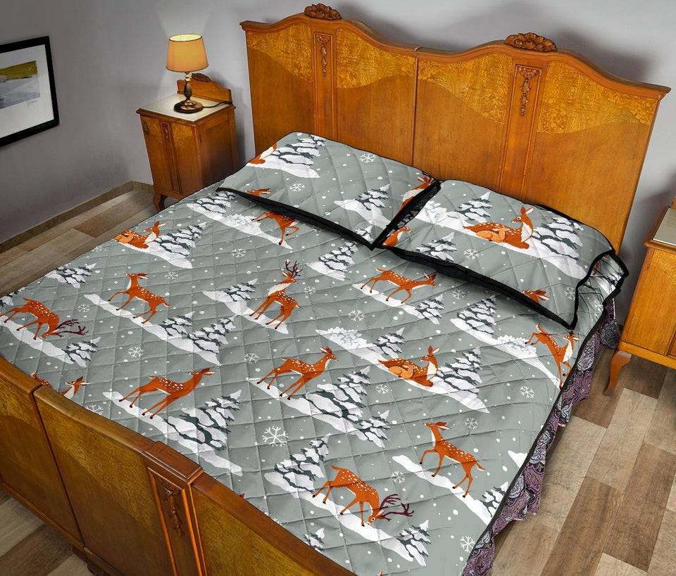 Beautiful deers Winter Christmas Quilt Bed Set