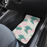 Pink Lotus Waterlily Leaves Pattern Front And Back Car Mats