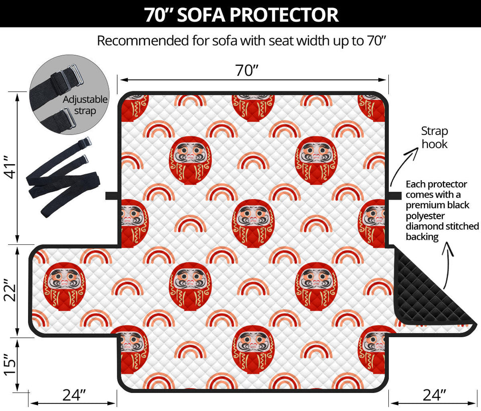 Daruma japanese wooden doll design pattern Sofa Cover Protector