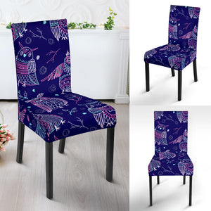 Cute Owls Pattern Boho Style Ornament Dining Chair Slipcover