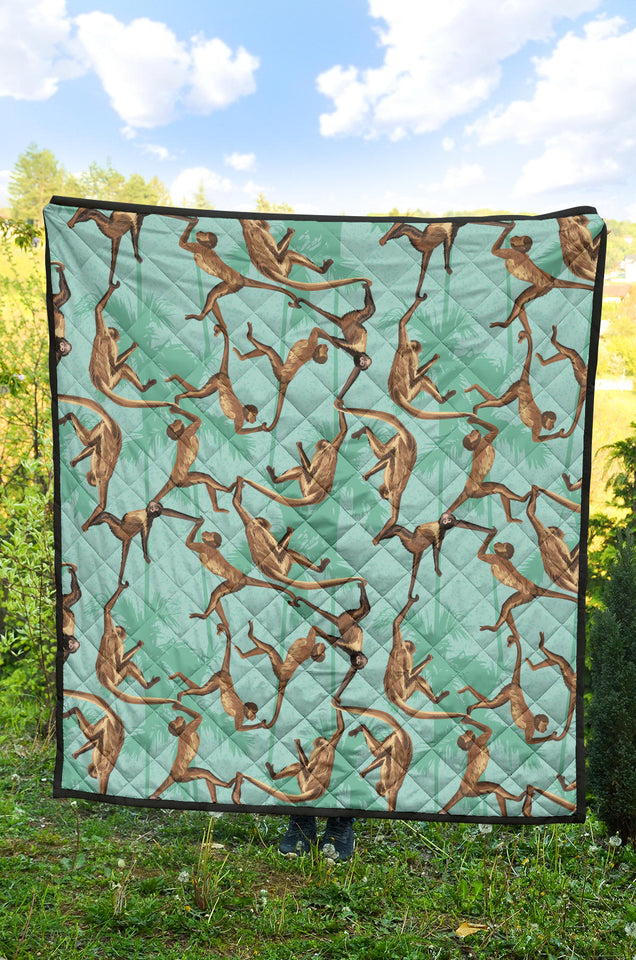 Monkey Palm Tree Background Premium Quilt
