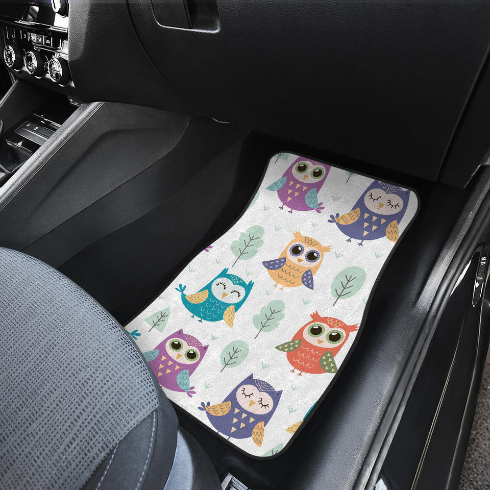 Cute Owl Pattern Front And Back Car Mats