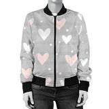 Heart Pattern Gray Background Women'S Bomber Jacket