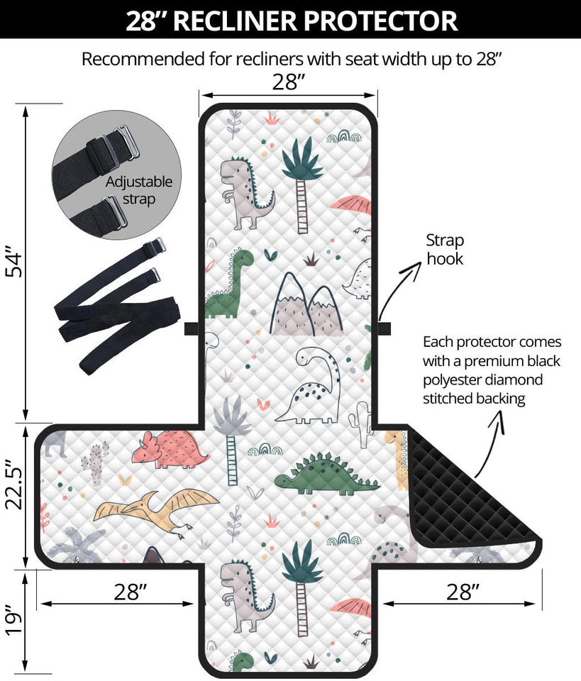 Cute cartoon dinosaurs tree pattern Recliner Cover Protector