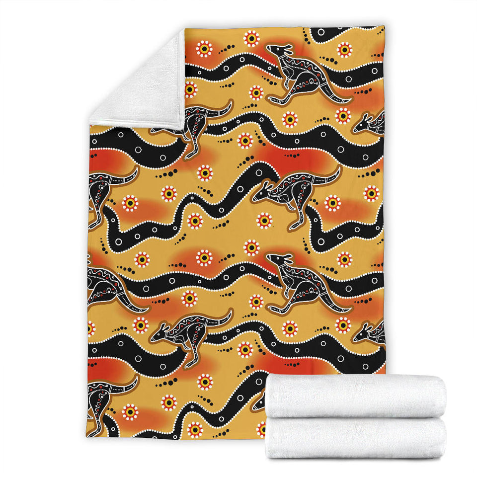 Kangaroo Australian Aboriginal Art Pattern Premium Blanket