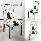 Christmas Tree Holly Snow Star Pattern Dining Chair Slipcover