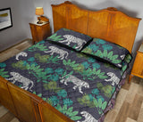 white bengal tigers tropical plant Quilt Bed Set