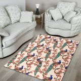 Peacock Tropical Flower Pattern Area Rug