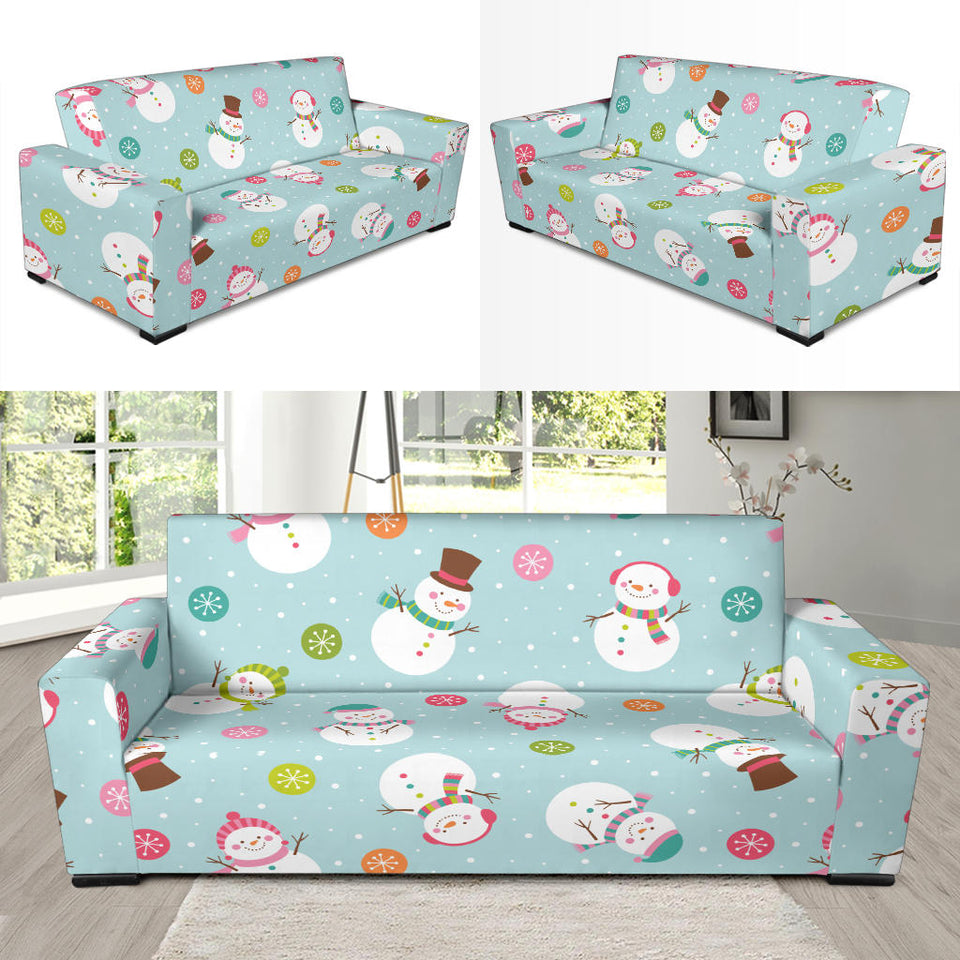 Cute Snowman Snowflake Pattern Sofa Slipcover