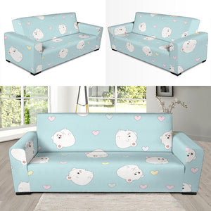 White Cute Hamsters Heart Pattern Sofa Slipcover