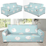 White Cute Hamsters Heart Pattern Sofa Slipcover
