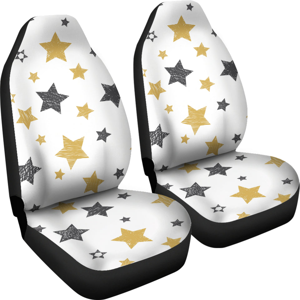Hand Drawn Gold Black Star Pattern  Universal Fit Car Seat Covers