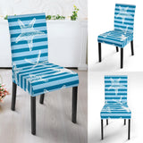Starfish Blue Blackground Dining Chair Slipcover