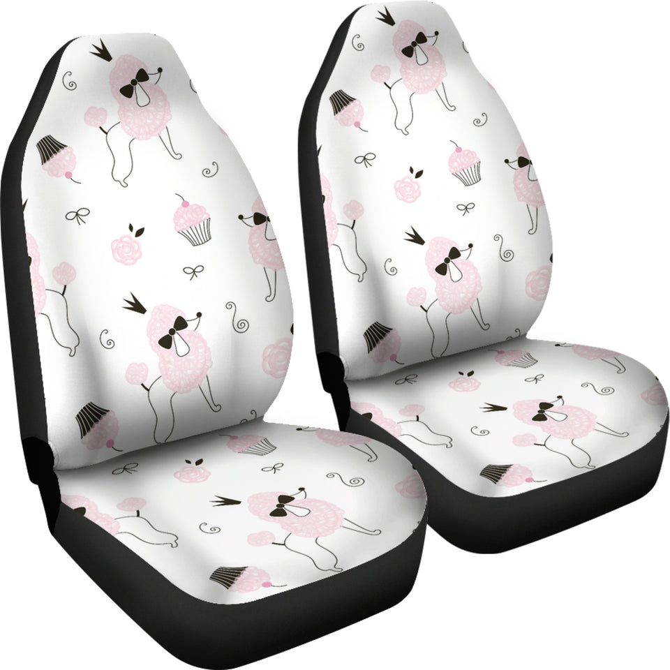 Poodle Dog Rose Cake Pattern  Universal Fit Car Seat Covers