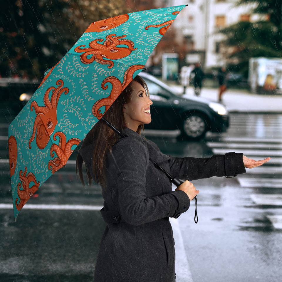 Octopus Turquoise Background Umbrella