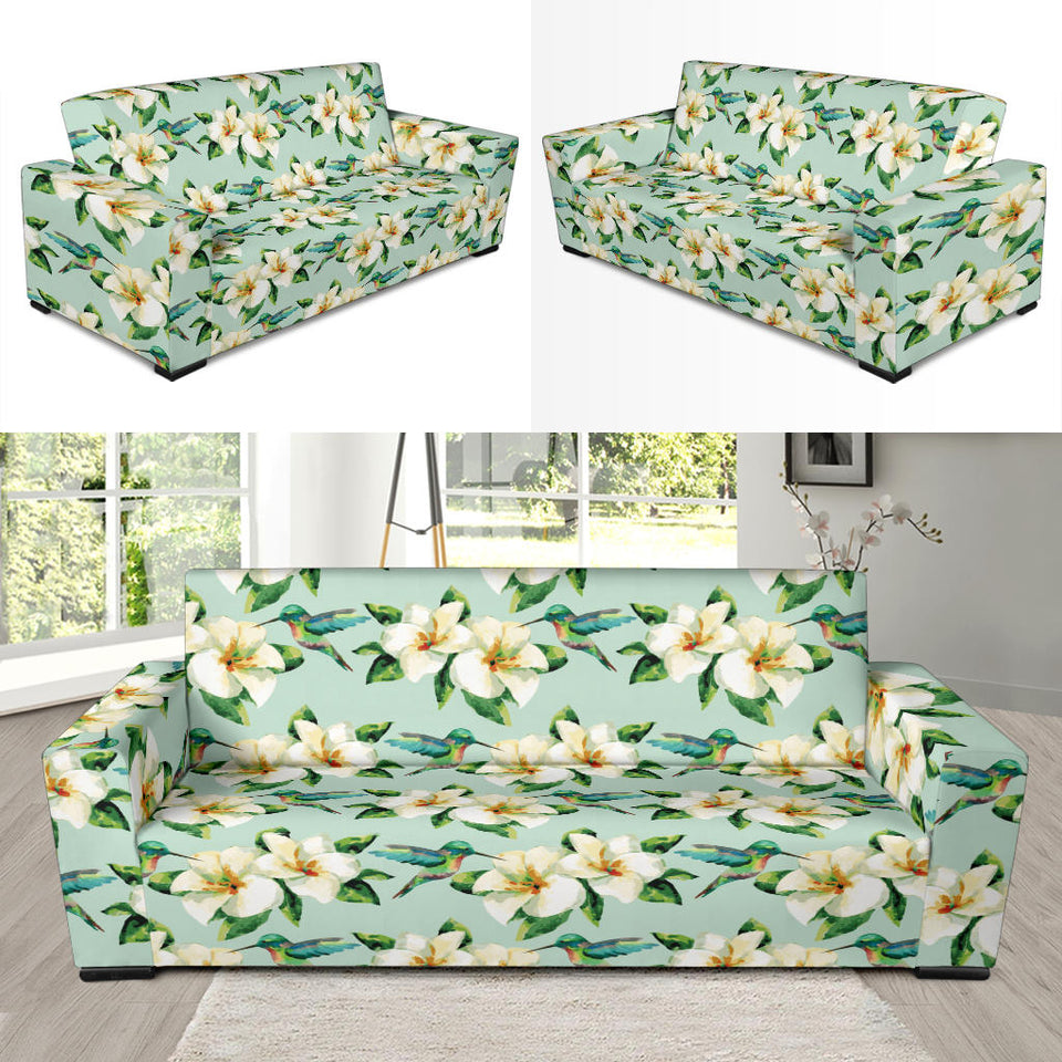 Hummingbird Pattern Print Design 01 Sofa Slipcover