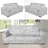 Cartoon Hand Drawn Ice Cream Black White Sofa Slipcover