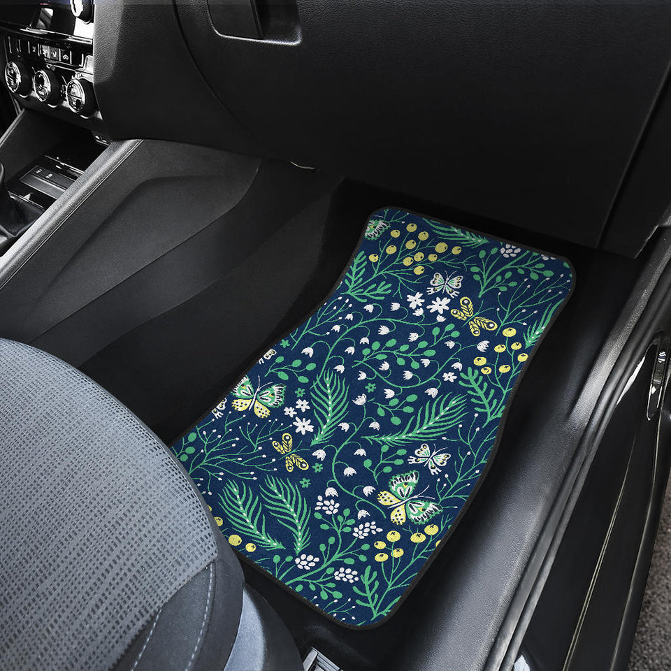 Butterfly Leaves Pattern Front And Back Car Mats
